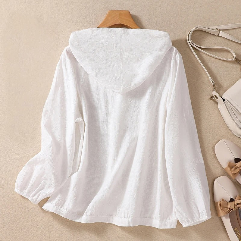 Women's Hooded Shirt with Relaxed Fit and Soft Fabric