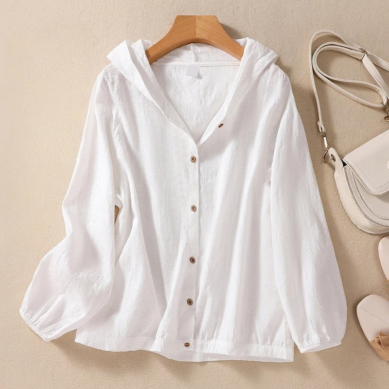 Women's Hooded Shirt with Relaxed Fit and Soft Fabric