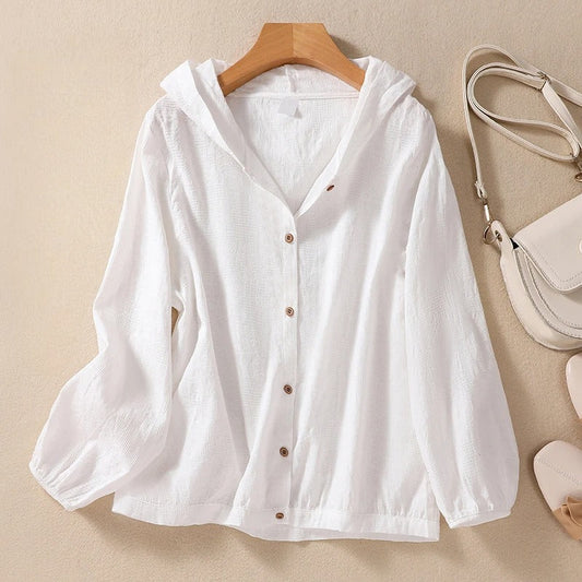 Women's Hooded Shirt with Relaxed Fit and Soft Fabric