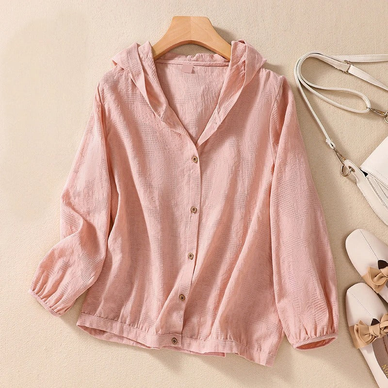 Women's Hooded Shirt with Relaxed Fit and Soft Fabric