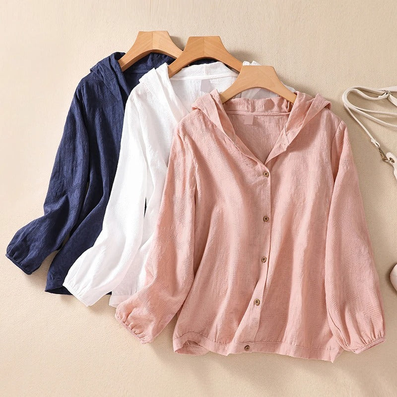 Women's Hooded Shirt with Relaxed Fit and Soft Fabric