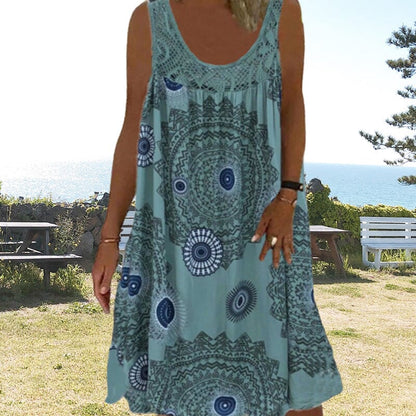 Women's Summer Dress with Sleeveless Design and Lightweight Fabric