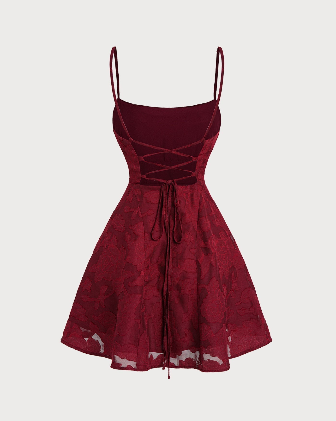 Samantha | Floral Backless Slip Mini Dress for Women in Wine Red