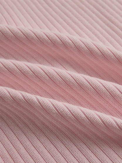 Elegant Pink V-Neck Single-Breasted Knitted Mini Dress