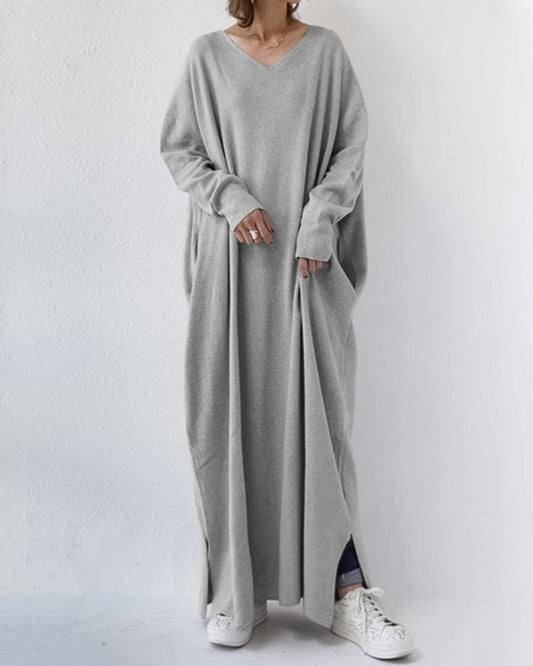Women's Winter Maxi Dress with Long Sleeves and Flowing Design