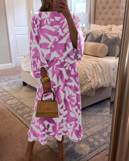 Jasmine | Two-Piece Printed Set with Lantern Sleeves
