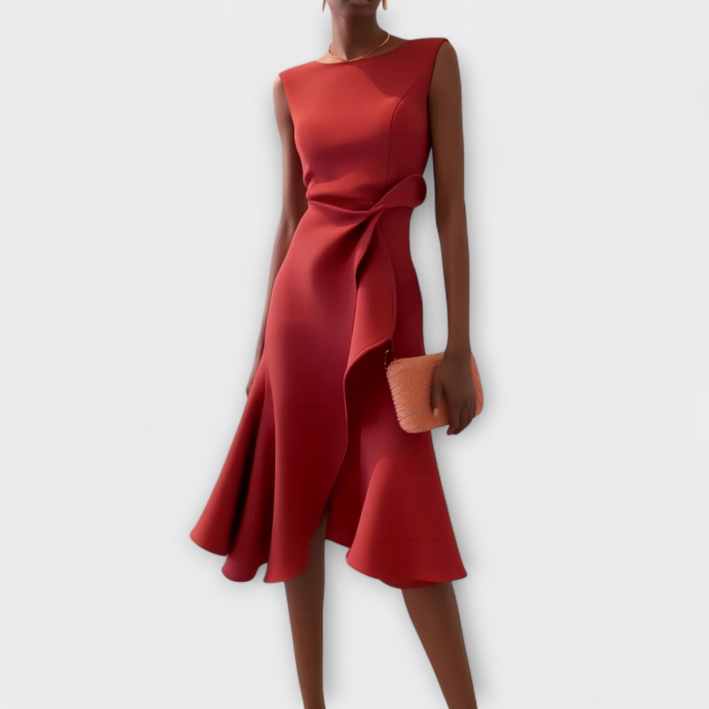 Women's Asymmetric Midi Dress with Draped Design and Versatile Style