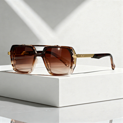 Square Aviator Sunglasses Double Bridge