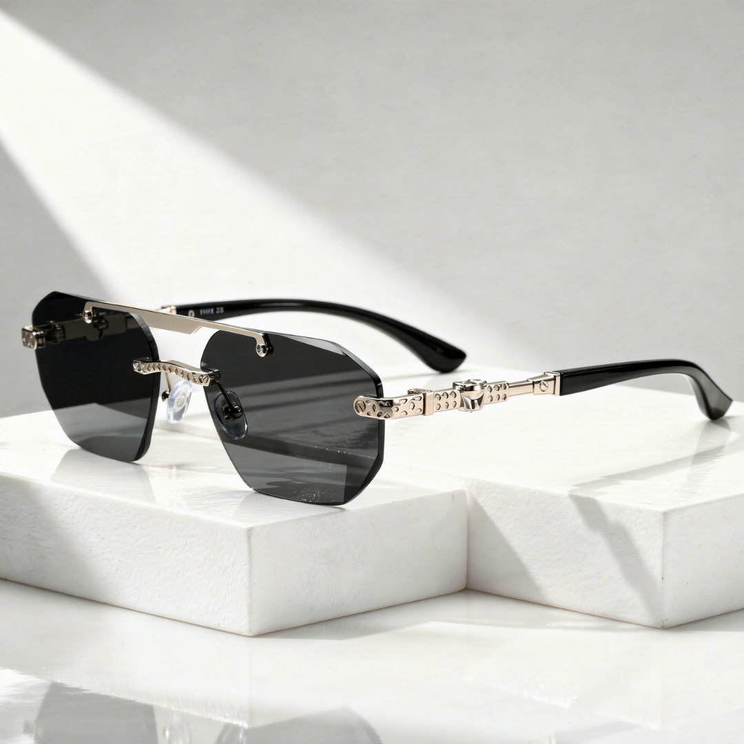 Rimless Polygon Sunglasses Half Frame