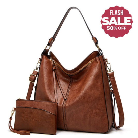 Luxury Leather Hobo Anti-Theft Handbag + FREE Pouch Wallet