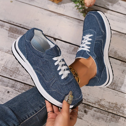 Women's Sneakers with Denim Fabric and Supportive Design