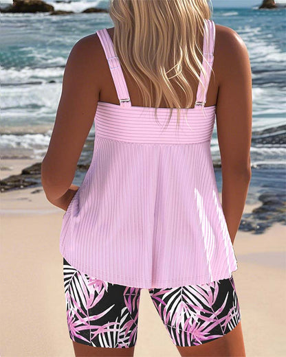 Women's Printed Tankini with Tummy Control and Adjustable Straps