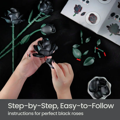 Black Rose Building Block Bouquet Set