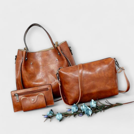 Women's Vintage Bag Set with Multiple Sizes and Classic Design