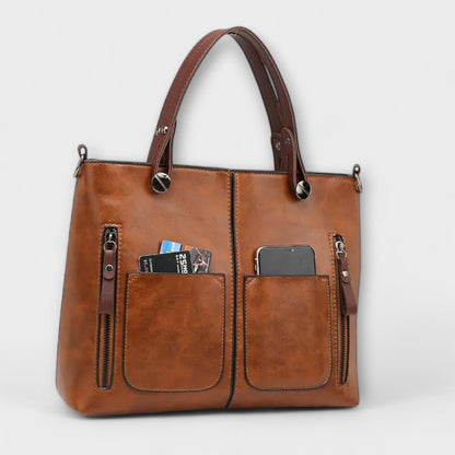 Women's Functional Handbag with Multiple Pockets and Adjustable Strap