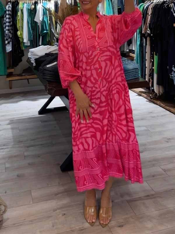 Women's V Neck Flowy Dress with Loose Fit and Tummy Control