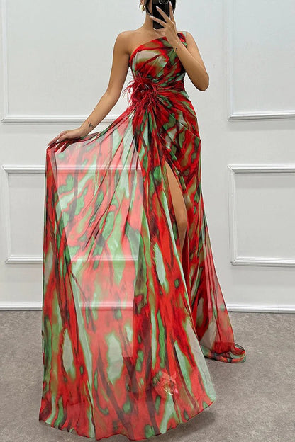 Elegant Vibrant Flowy A-Line Maxi Dress for Women's Wedding Guests