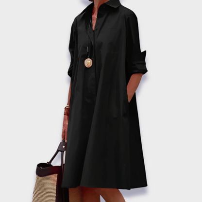 Elegant Airy Fit Midi Polo Dress with Flattering Structure and Stretch for Women