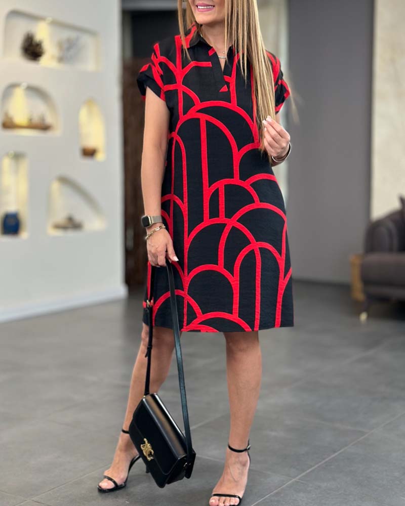 Women's Short Sleeve Dress with Relaxed Fit and Versatile Style