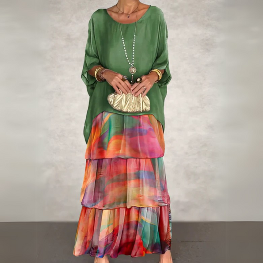 Women's Long Flowing Dress with Adjustable Straps and Lightweight Fabric