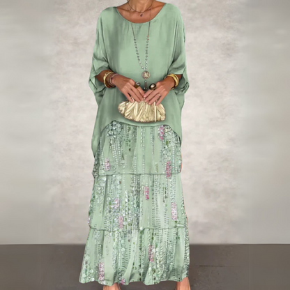 Women's Long Flowing Dress with Adjustable Straps and Lightweight Fabric