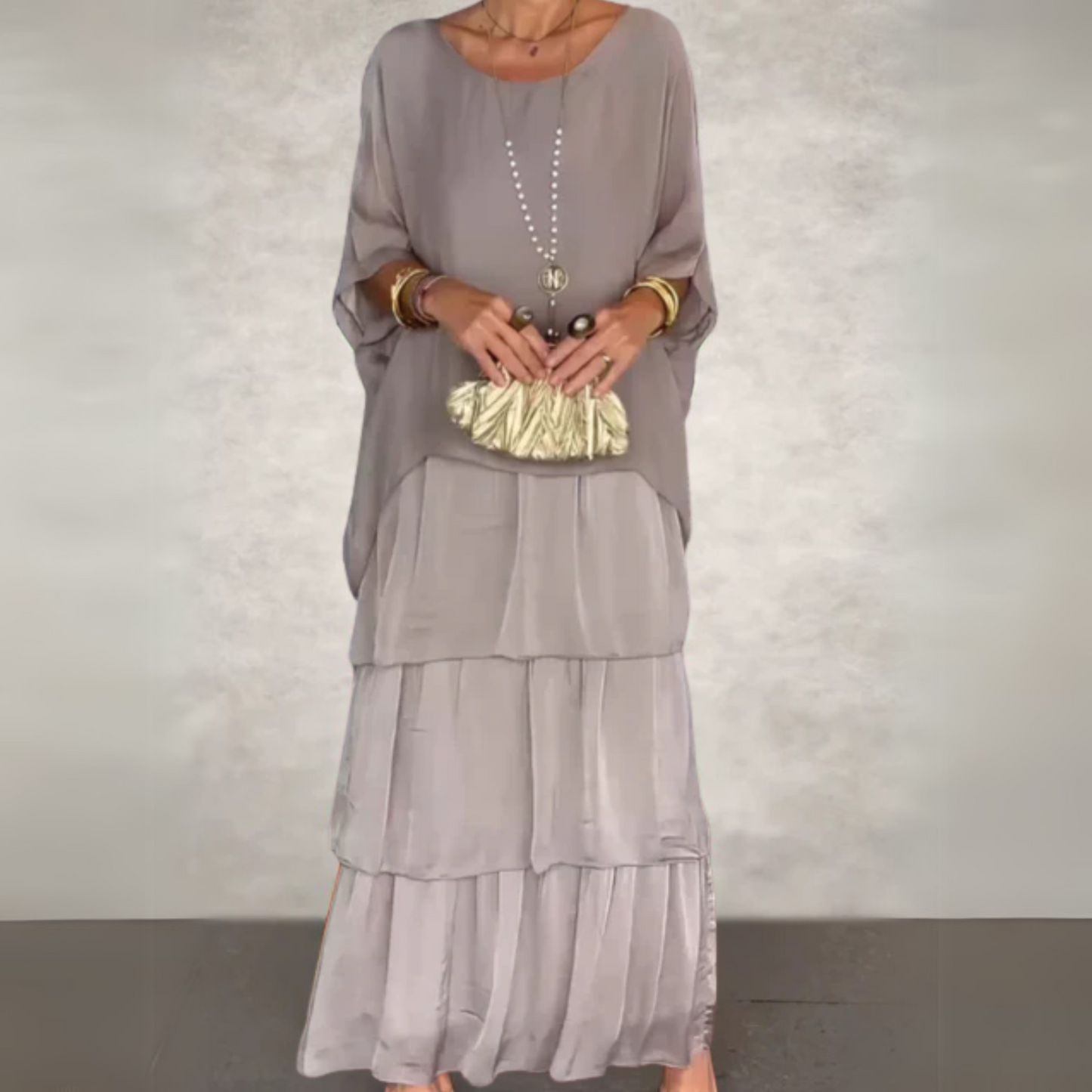 Women's Long Flowing Dress with Adjustable Straps and Lightweight Fabric