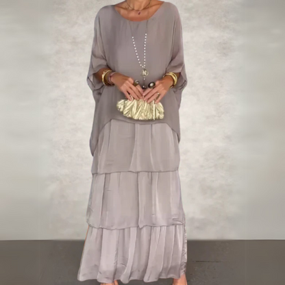 Women's Long Flowing Dress with Adjustable Straps and Lightweight Fabric