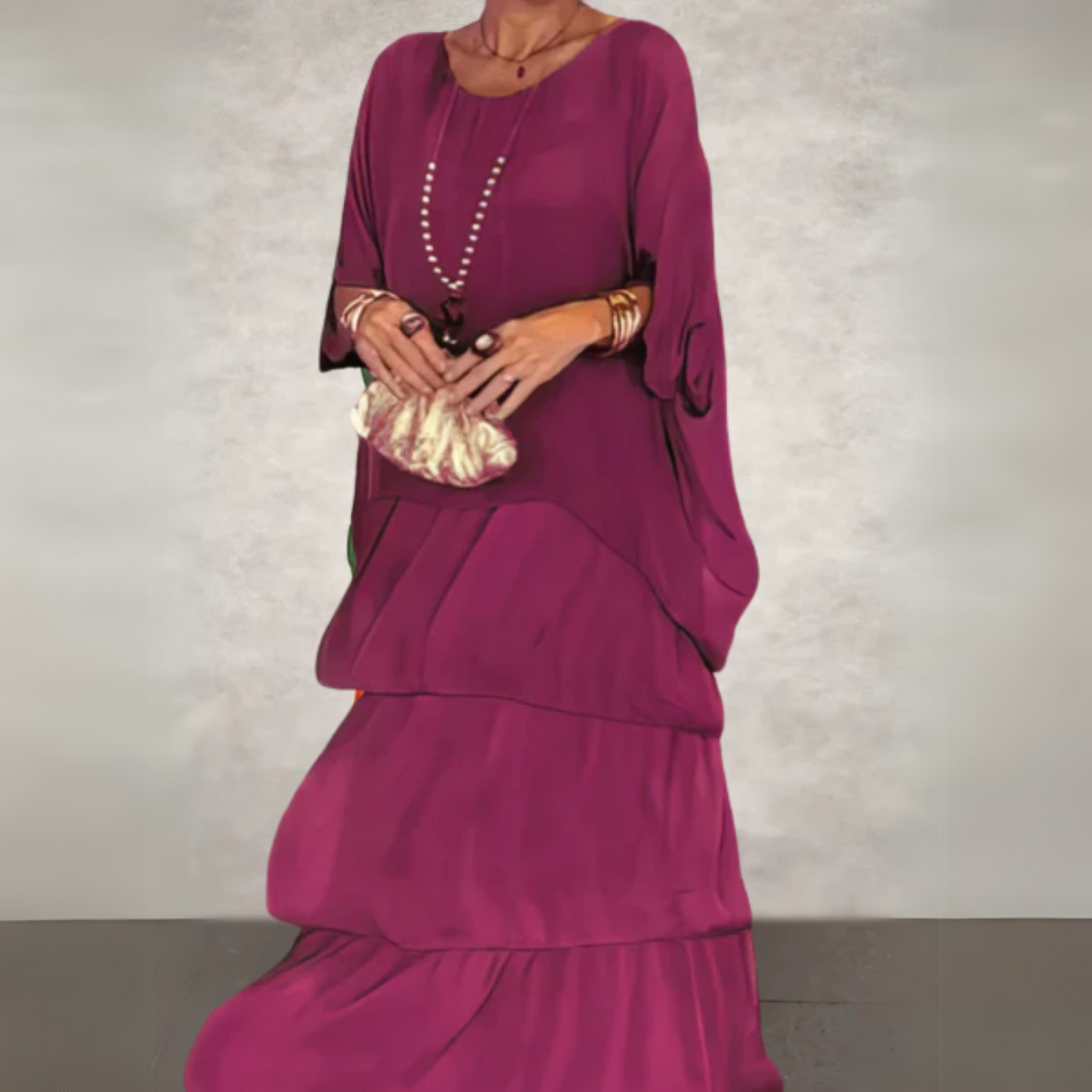 Women's Long Flowing Dress with Adjustable Straps and Lightweight Fabric
