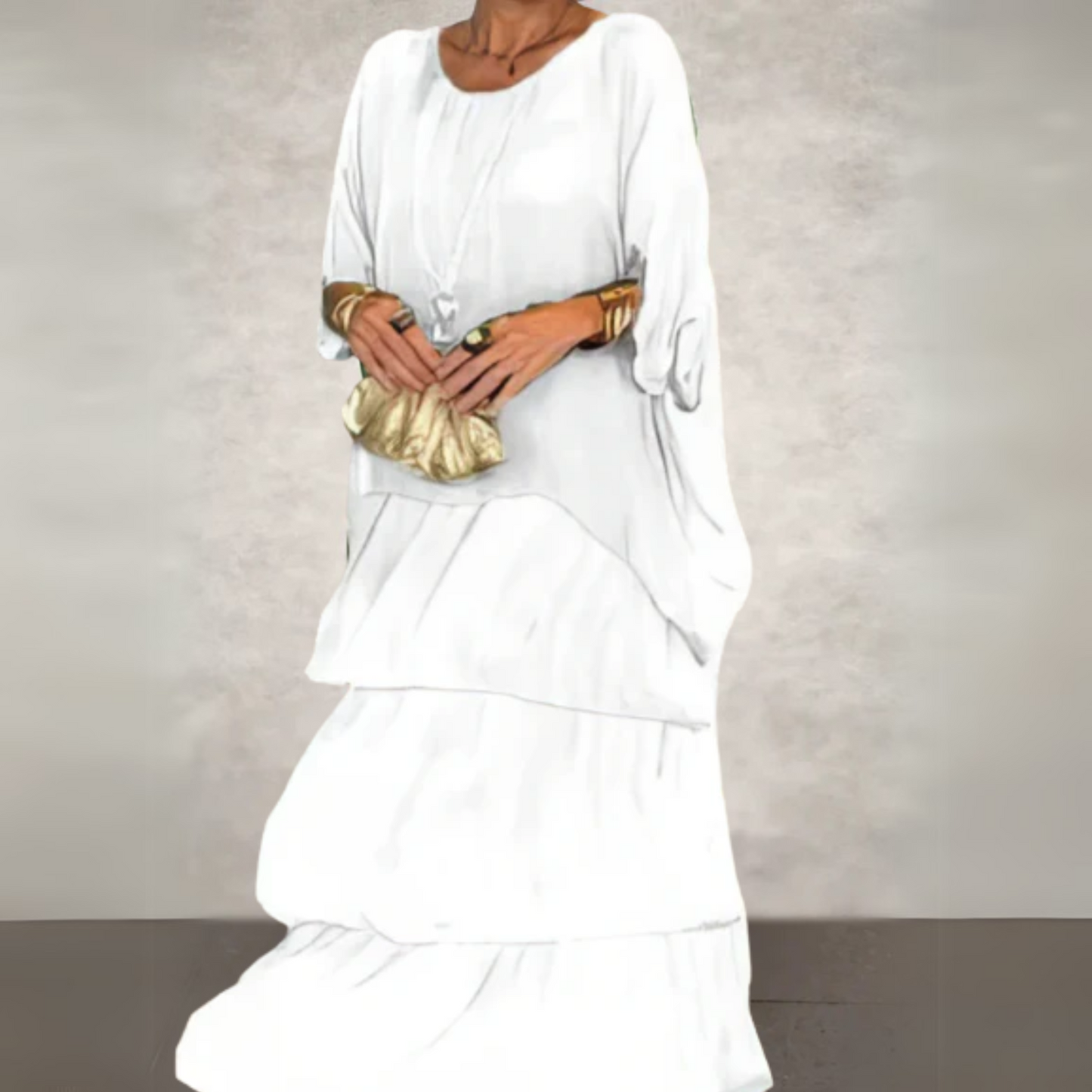Women's Long Flowing Dress with Adjustable Straps and Lightweight Fabric