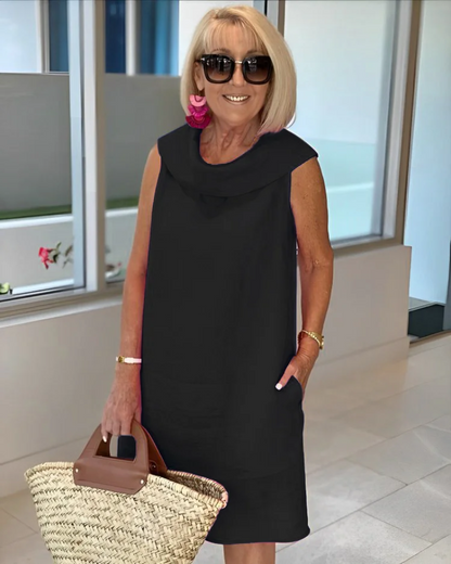 Women's Lightweight Dress with Stylish Neckline and Versatile Design