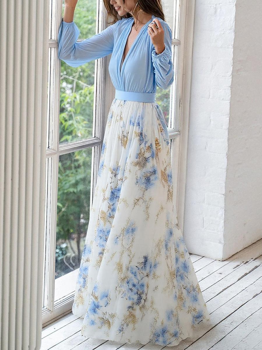 Chic Elegant Women's Vibrant Floral Maxi Dress With Dazzling Print And Comfort