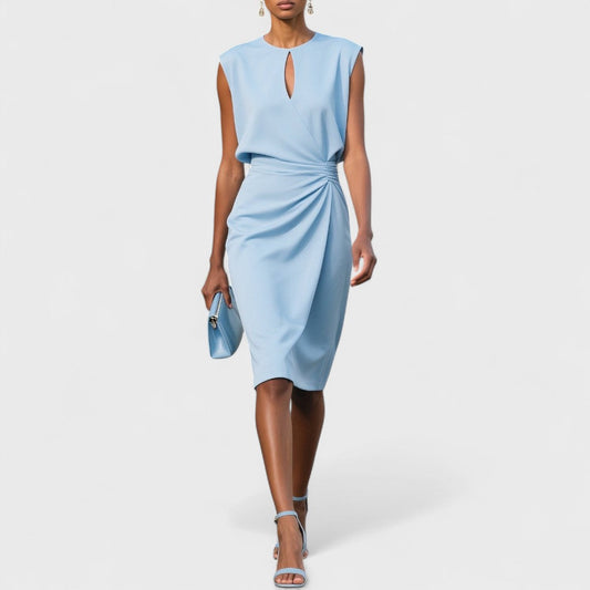 Elegant Figure Flattering Silhouette Matte Satin Crepe With Intricate Detailing Dress