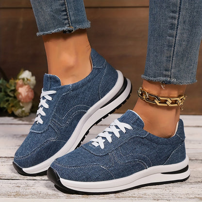 Women's Sneakers with Denim Fabric and Supportive Design