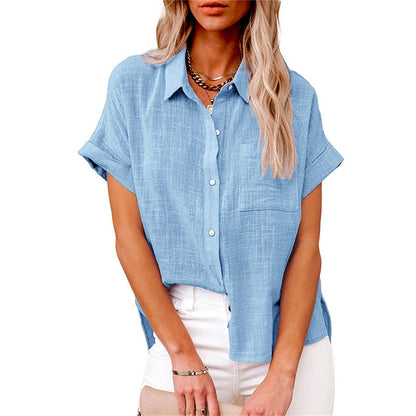 Women's Lightweight Shirt with Front Pocket and Short Sleeves