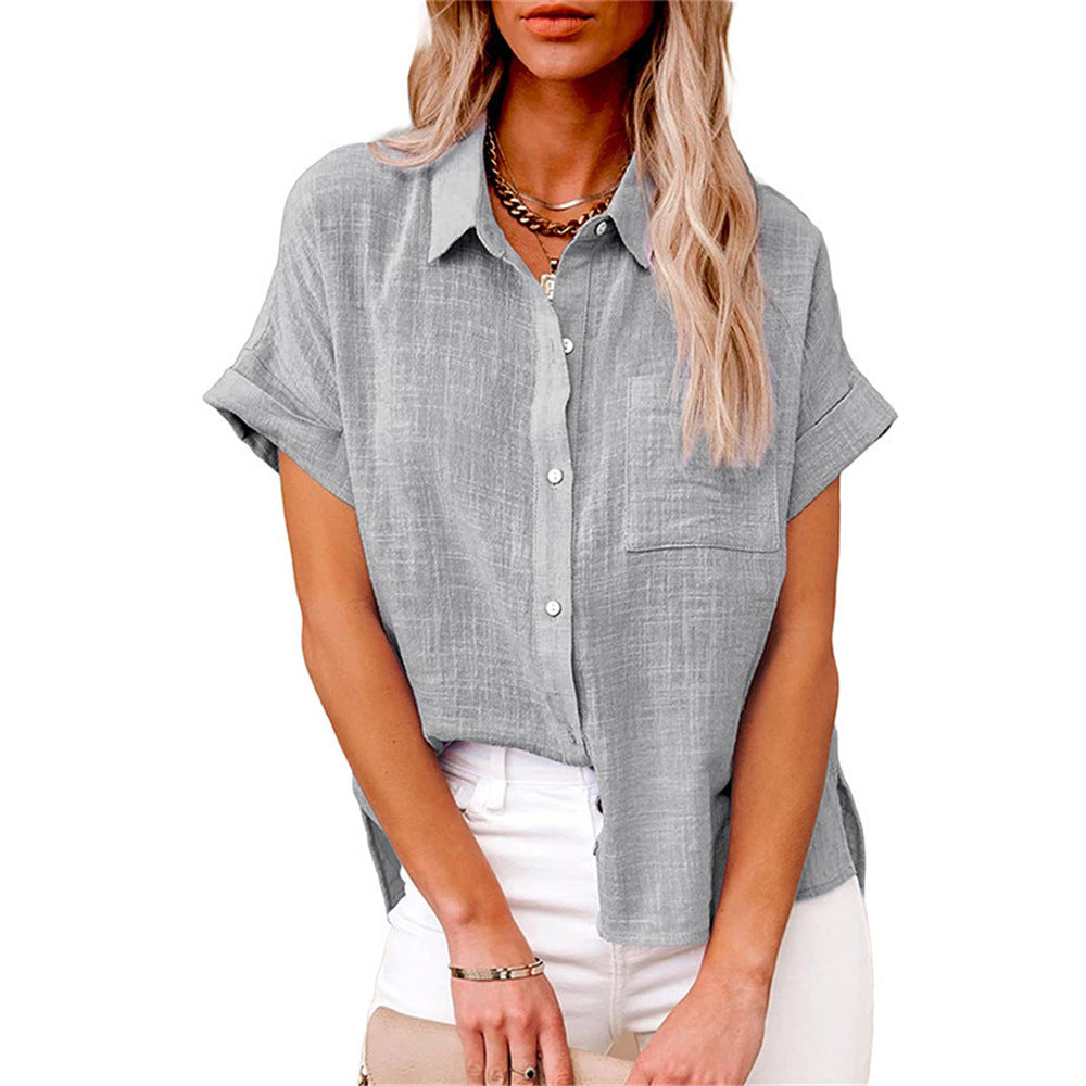 Women's Lightweight Shirt with Front Pocket and Short Sleeves