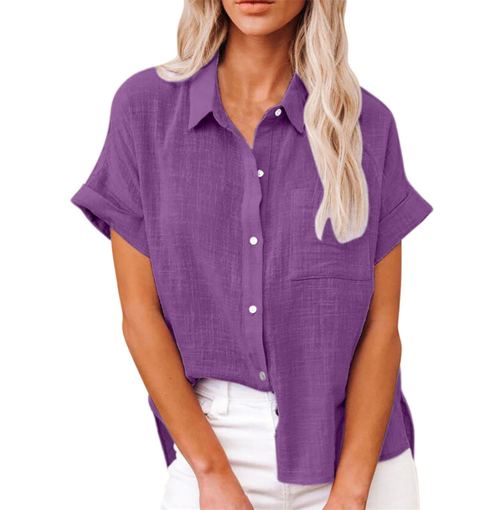 Women's Lightweight Shirt with Front Pocket and Short Sleeves