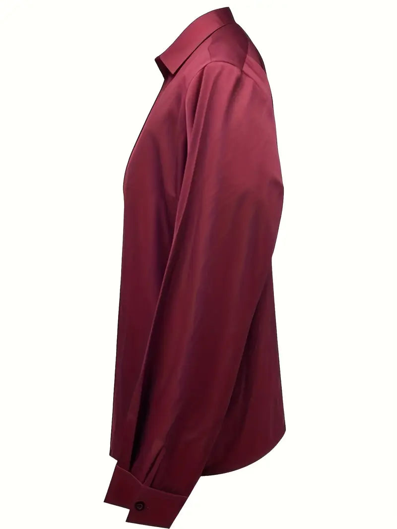 Women's V-Neck Blouse with Satin Finish and Elegant Design