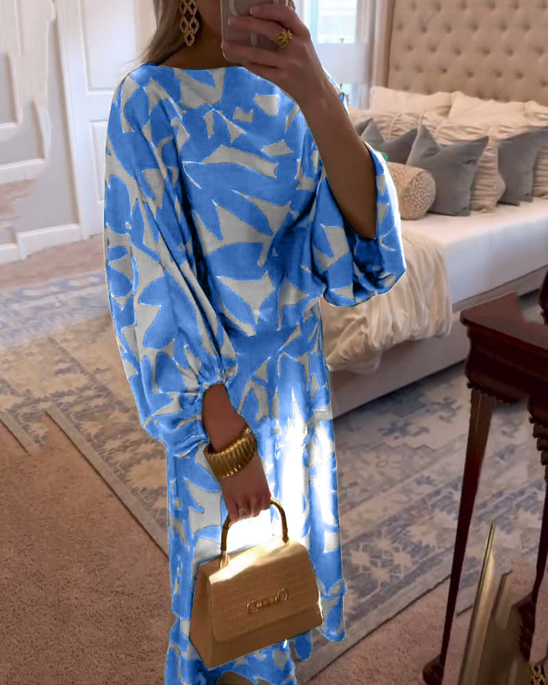 Jasmine | Two-Piece Printed Set with Lantern Sleeves