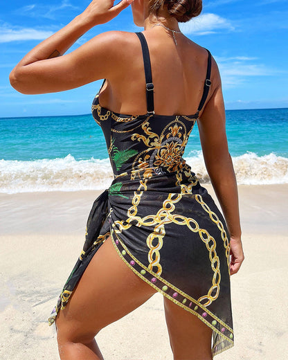 Women's Push-Up Swimsuit with Tummy Control and Adjustable Straps