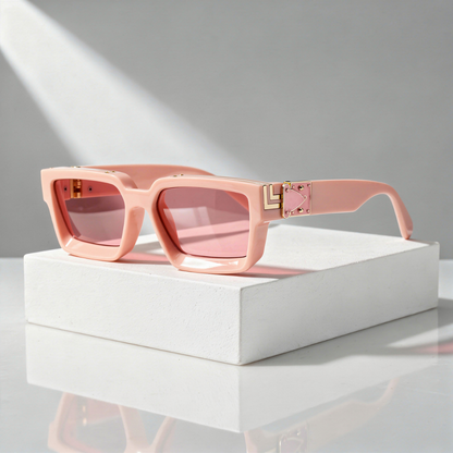 Square Sunglasses Gold Rivet Chevron Corner