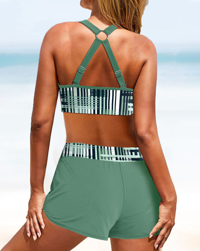 Women's High Waist Bikini Set with Adjustable Straps and Removable Padding