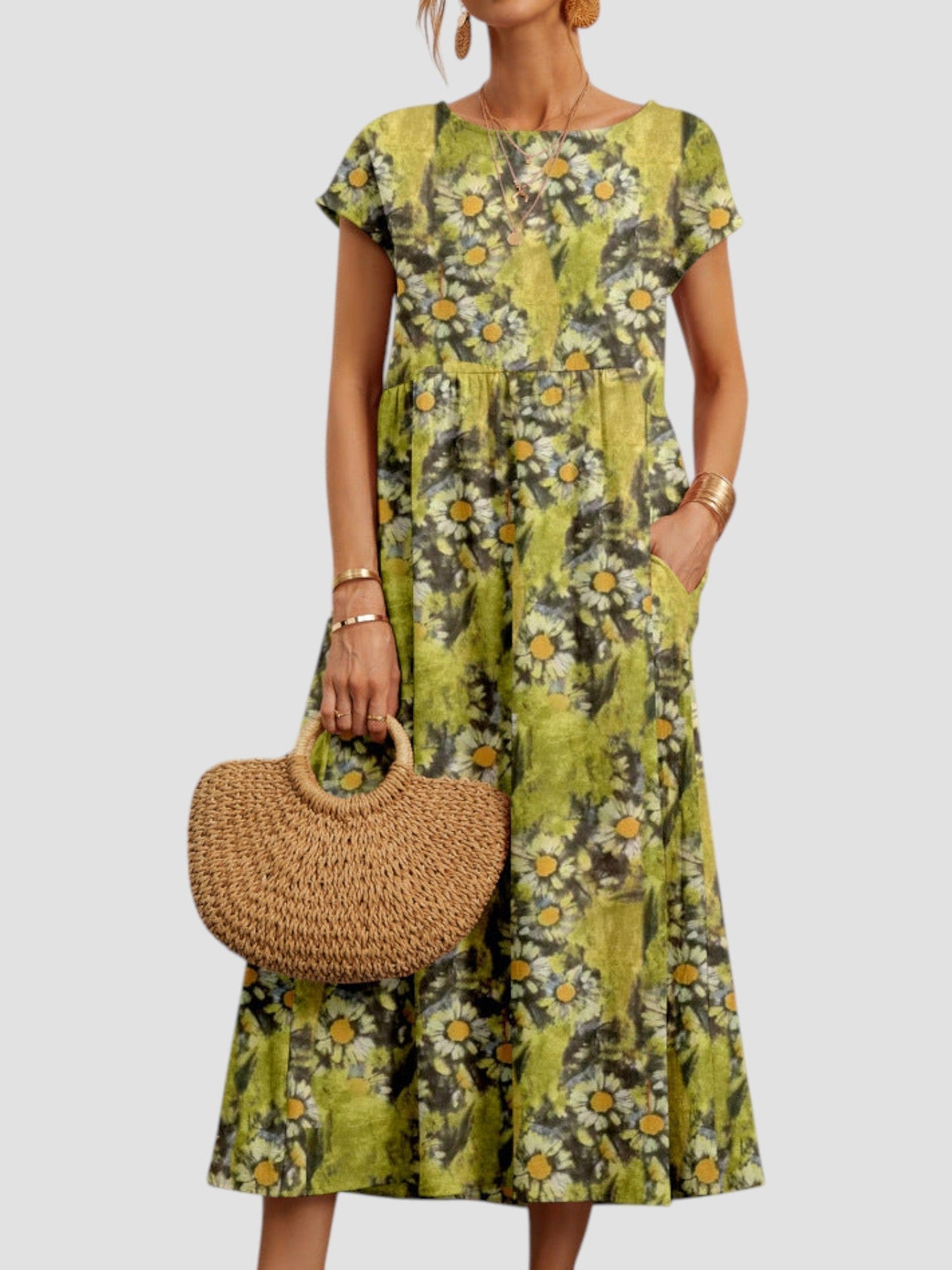 Women's Vintage Maxi Dress with Flowy Design and Sleeveless Style