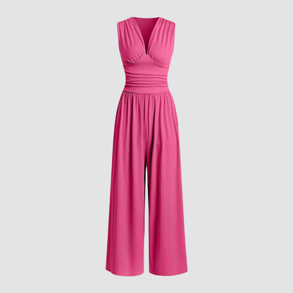 Women's Wide-Leg Jumpsuit with Stretch Fabric and Relaxed Fit