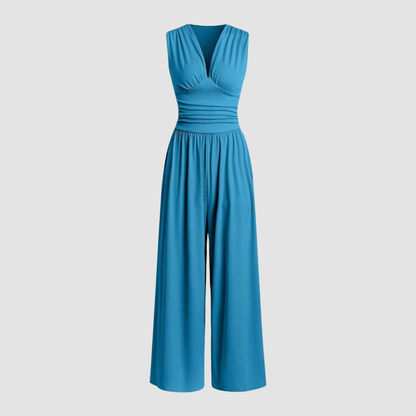 Women's Wide-Leg Jumpsuit with Stretch Fabric and Relaxed Fit