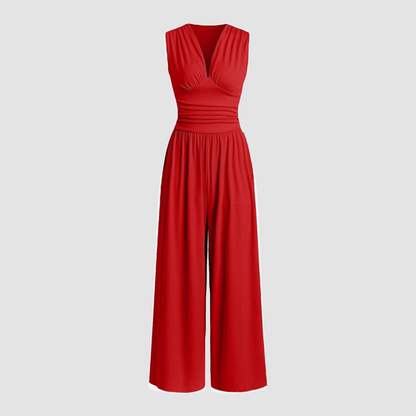 Women's Wide-Leg Jumpsuit with Stretch Fabric and Relaxed Fit