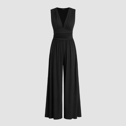 Women's Wide-Leg Jumpsuit with Stretch Fabric and Relaxed Fit