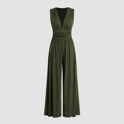Women's Wide-Leg Jumpsuit with Stretch Fabric and Relaxed Fit