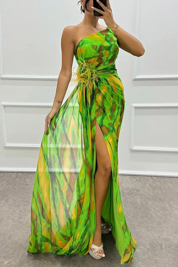Elegant Vibrant Flowy A-Line Maxi Dress for Women's Wedding Guests