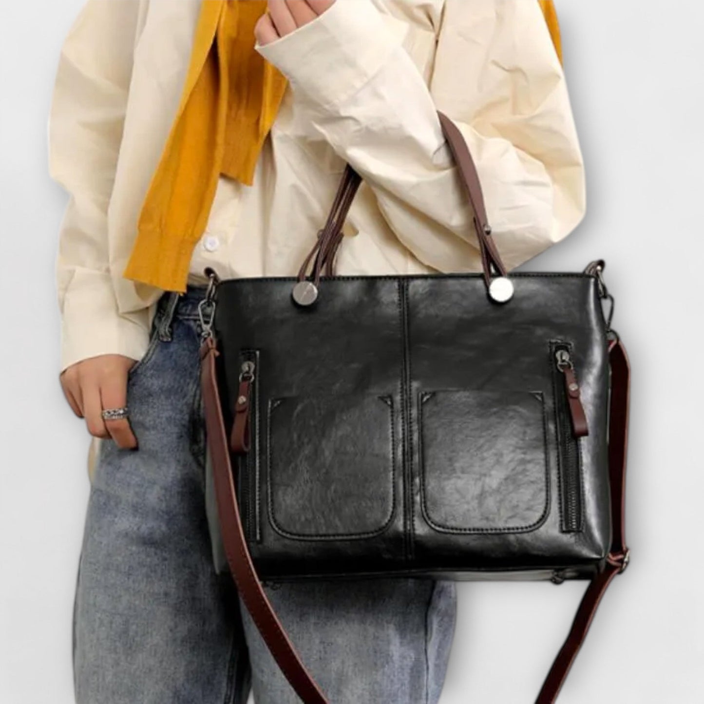 Women's Functional Handbag with Multiple Pockets and Adjustable Strap