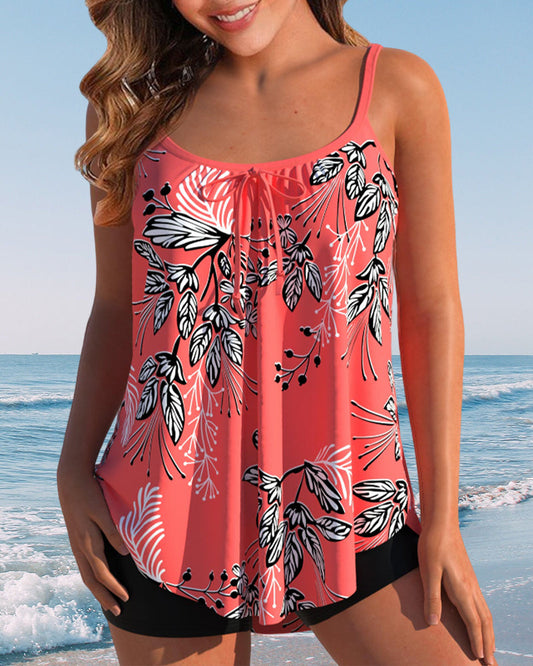 Women's Swimwear Set with Printed Design and Adjustable Straps